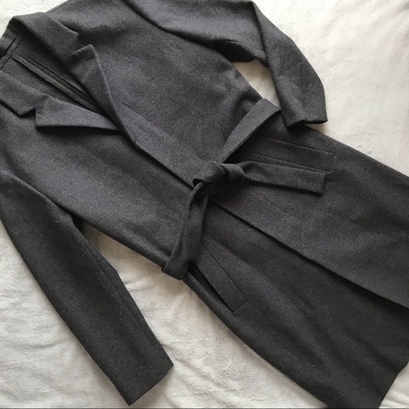 Topman Other - Topman LUX Wool Blend Belted Trench Crombie Coat Overcoat Unisex Gray Small Sz S